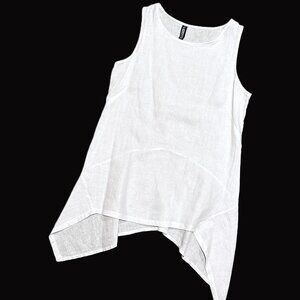 Inizio ONZ Italy • NWT 100% Linen Sleeveless Shark Bite Tunic || Medium